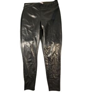SO Leggings Womens Medium Black Faux Leather Ankle Pull On Stretch Pockets Soft